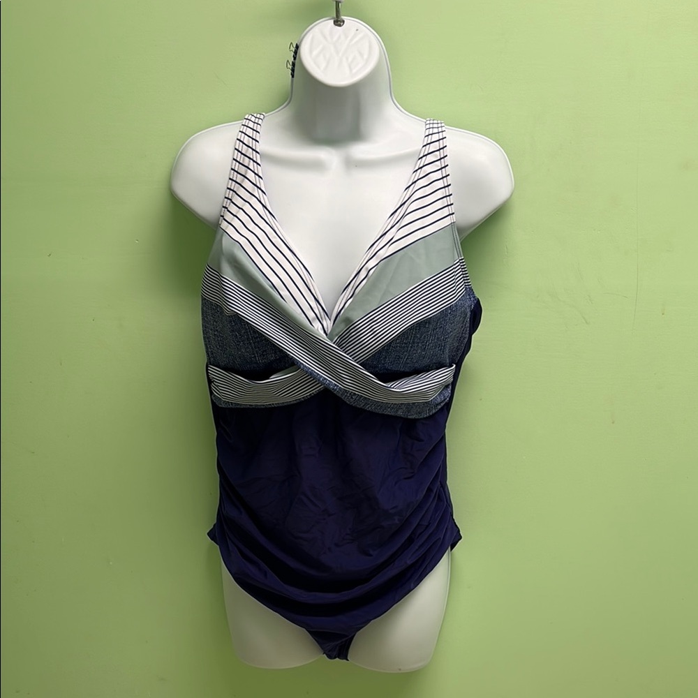 Striped Navy and White Swimsuit